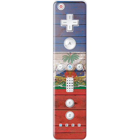 Haiti Flag Dark Wood Wii Remote Controller Skin